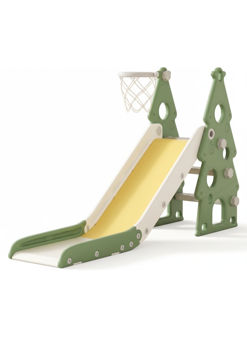FULL JOY 2 in 1 Mini Kids Slide with Basketball Hoop, Foldable Slide for Toddlers Boys Girls Climbers, Indoor and Outdoor Toys - Image 1